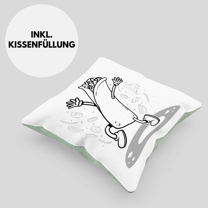 Burrito Geschenk Kissen mit Füllung 40x40 (Grau) Grün Trendation