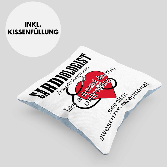 Kardiologe Geschenk Kissen mit Füllung 40x40 Cardiologist Definition Ekg Herz Kardiologie (Grau) Blau Trendation