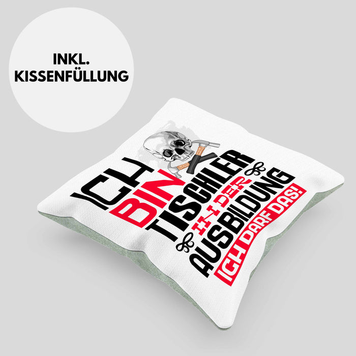 Tischler Ausbildung Kissen mit Füllung 40x40 Geschenk Ich Bin Tischler In Der Ausbildung Ich Darf Das Geschenkidee Spruch (Grau) Grün Trendation