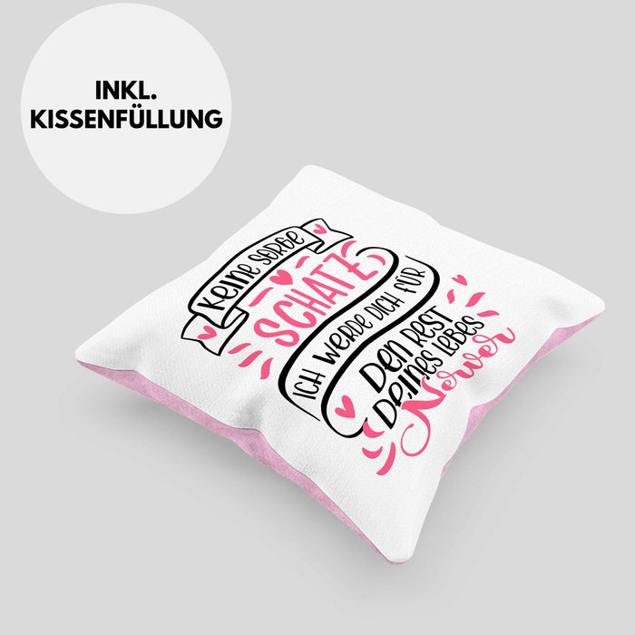 Valentinstag Kissen mit Füllung 40x40 Geschenk für Ihn Sie Männer Für Paare Freundin Geschenkidee Liebe Keine Sorge Schatz Ich Werde Dich Den Rest Deines Lebens Nerven (Grau) Rosa Trendation