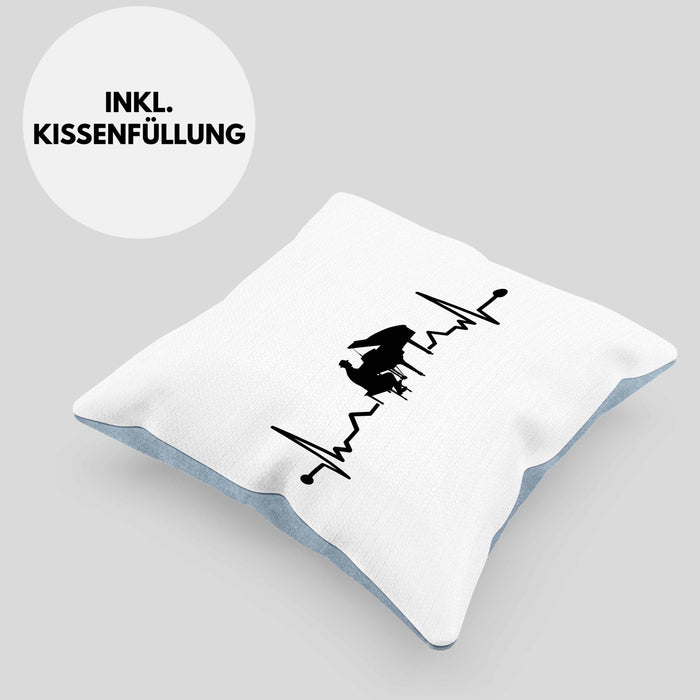 Piano-Spieler Kissen mit Füllung 40x40 Geschenk Klavier Geschenkidee Flügel Musiker Klavier Klavier-Spieler Herzschlag (Grau) Blau Trendation
