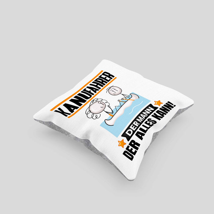 Kanufahrer Kissen mit Füllung 40x40 Geschenk für Kanufahrer Der Mann Der Alles Kann Geschenkidee zum Geburtstag (Grau) Grau Trendation