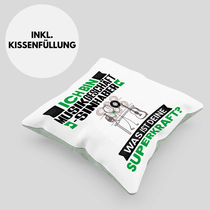 Musikgeschäftsinhaber Kissen mit Füllung 40x40 Geschenk für Musikgeschäftsinhaber Geburtstag Lustiger Spruch Was Ist Deine Superkraft (Grau) Grün Trendation
