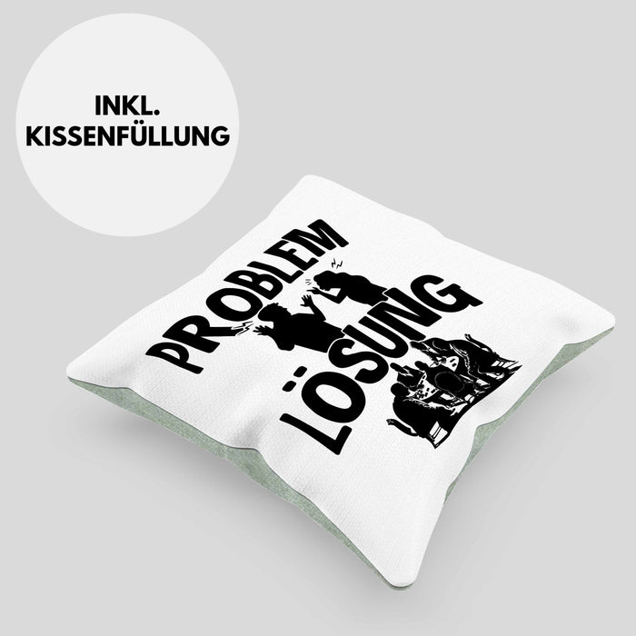 Poker Kissen mit Füllung 40x40 Geschenk für Poker-Spieler Männer Geschenkidee Problem und Lösung Poker Spielen Kartenspielen (Grau) Grün Trendation