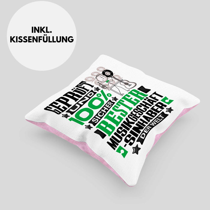 Musikgeschäftsinhaber Geschenk Lustiger Spruch für Musikgeschäftsinhaber Geschenkidee Bester Musikgeschäftsinhaber Der WeltKissen mit Füllung 40x40 (Grau) Rosa Trendation