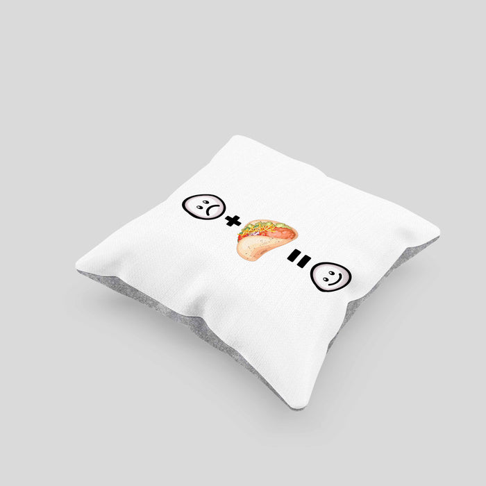 Taco Kissen mit Füllung 40x40 Geschenk für Taco-Liebhaber Lustige Geschenkidee :( + Taco = :) Geburtstag Mexikaner (Grau) Grau Trendation