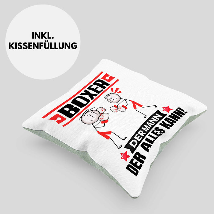 Boxer Kissen mit Füllung 40x40 Geschenk für Boxer Der Mann Der Alles Kann Geschenkidee zum Geburtstag (Grau) Grün Trendation