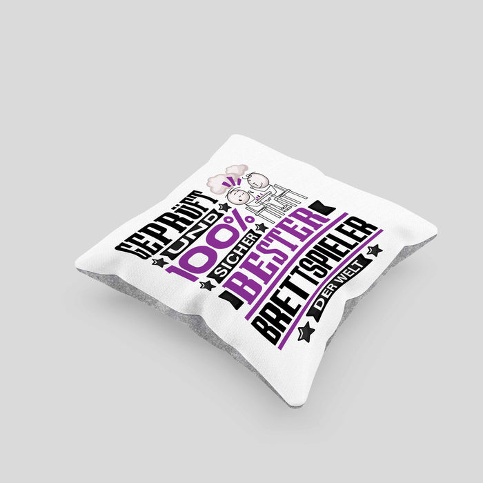 Brettspieler Geschenk Lustiger Spruch für Brettspieler Geschenkidee Bester Brettspieler Der WeltKissen mit Füllung 40x40 (Grau) Grau Trendation