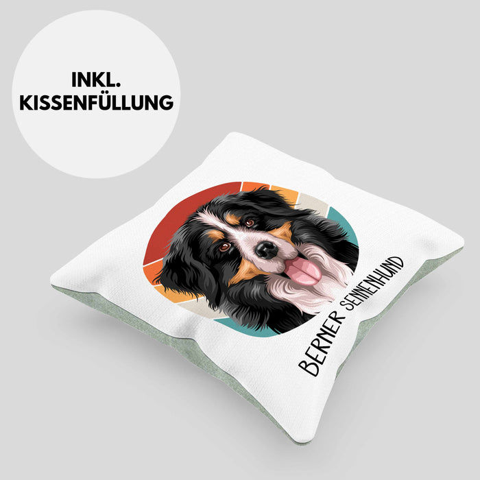 Berner Sennen Besitzer Kissen mit Füllung 40x40 Geschenk Lustiger Spruch Geschenkidee Berner Sennen Mama Papa (Grau) Grün Trendation