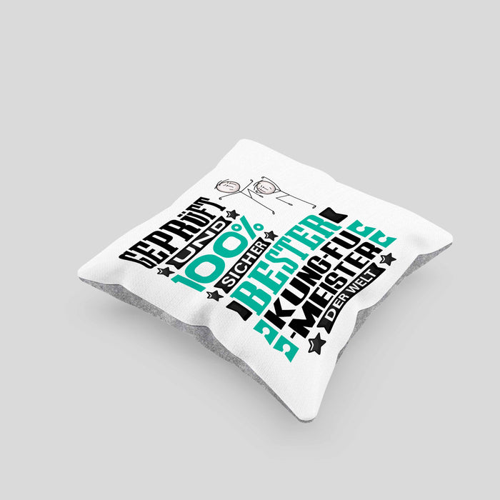 Kung-Fu-Meister Geschenk Lustiger Spruch für Kung-Fu-Meister Geschenkidee Bester Kung-Fu-Meister Der WeltKissen mit Füllung 40x40 (Grau) Grau Trendation