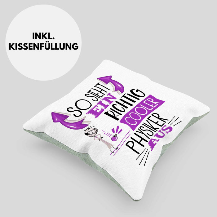 Physiker Kissen mit Füllung 40x40 Geschenk So Sieht Ein RIchtig Cooler Physiker Aus Geschenkidee Lustiger Spruch Geburtstag Physiklehrer Student (Grau) Grün Trendation