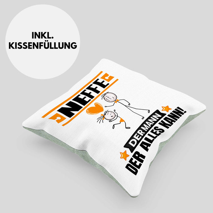 Neffe Kissen mit Füllung 40x40 Geschenk für Neffe Der Mann Der Alles Kann Geschenkidee zum Geburtstag (Grau) Grün Trendation