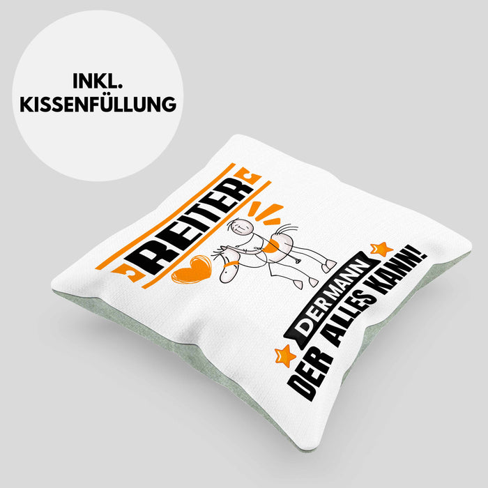 Reiter Kissen mit Füllung 40x40 Geschenk für Reiter Der Mann Der Alles Kann Geschenkidee zum Geburtstag (Grau) Grün Trendation