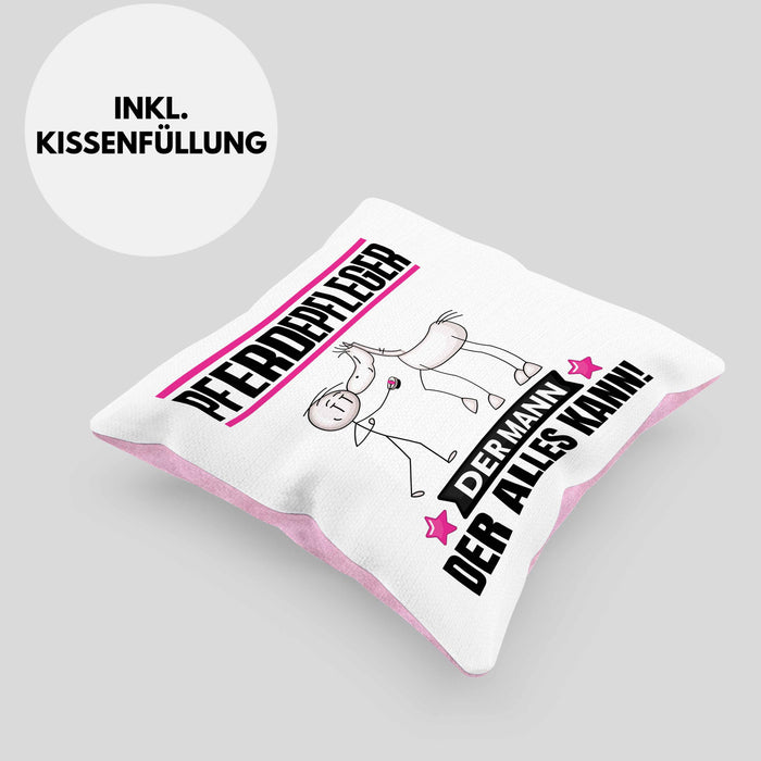 Pferdepfleger Kissen mit Füllung 40x40 Geschenk für Pferdepfleger Der Mann Der Alles Kann Geschenkidee zum Geburtstag (Grau) Rosa Trendation