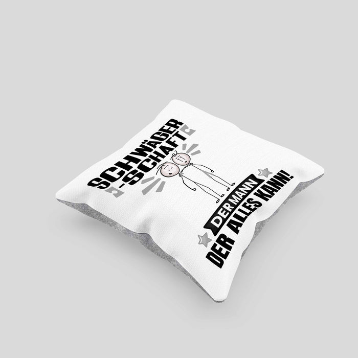 Schwägerschaft Kissen mit Füllung 40x40 Geschenk für Schwägerschaft Der Mann Der Alles Kann Geschenkidee zum Geburtstag (Grau) Grau Trendation