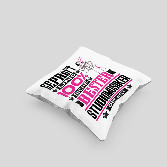 Studiomusiker Geschenk Lustiger Spruch für Studiomusiker Geschenkidee Bester Studiomusiker Der WeltKissen mit Füllung 40x40 (Grau) Grau Trendation