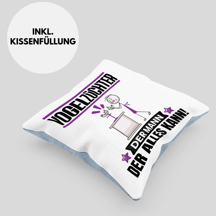 Vogelzüchter Kissen mit Füllung 40x40 Geschenk für Vogelzüchter Der Mann Der Alles Kann Geschenkidee zum Geburtstag (Grau) Blau Trendation