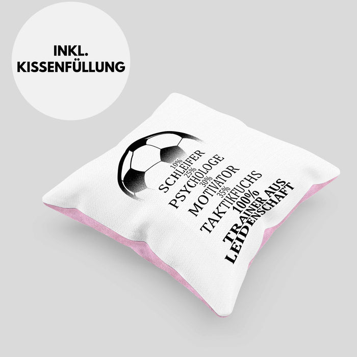 Fußballtrainer Kissen mit Füllung 40x40 Spruch Trainer Aus Leidenschaft Fußballcoach (Grau) Rosa Trendation