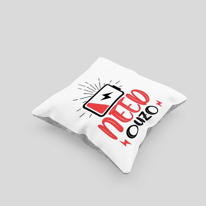 Need Ouzo Kissen mit Füllung 40x40 Geschenk Griechenland Geschenkidee (Grau) Grau Trendation