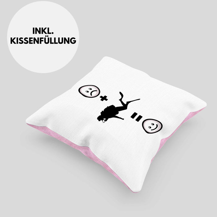 Tauchen Kissen mit Füllung 40x40 Geschenk für Taucher :( + Tauchen = :) Lustige Geschenkidee Geburtstag (Grau) Rosa Trendation