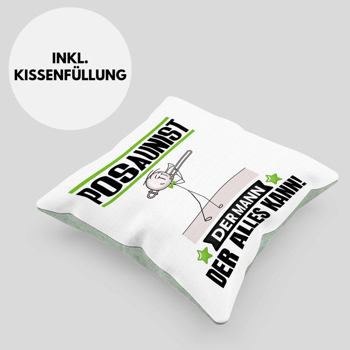 Posaunist Kissen mit Füllung 40x40 Geschenk für Posaunist Der Mann Der Alles Kann Geschenkidee zum Geburtstag (Grau) Grün Trendation