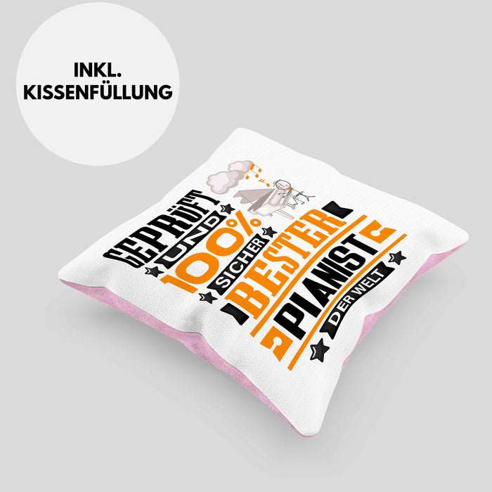 Pianist Geschenk Lustiger Spruch für Pianist Geschenkidee Bester Pianist Der WeltKissen mit Füllung 40x40 (Grau) Rosa Trendation