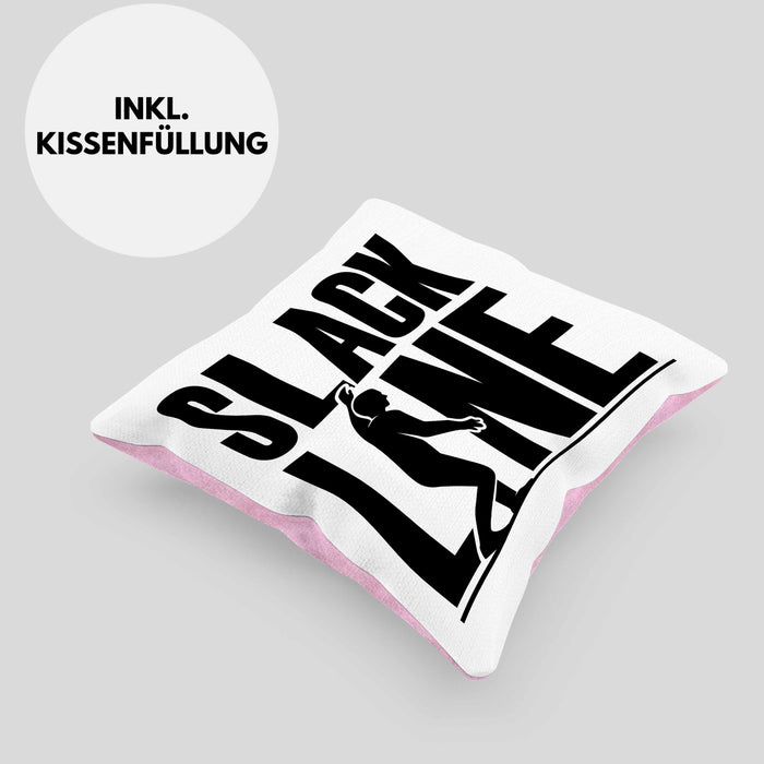 Lustige Kissen mit Füllung 40x40 für Slackliner Geschenk Slackline (Grau) Rosa Trendation