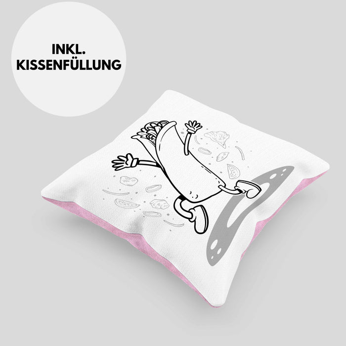 Burrito Geschenk Kissen mit Füllung 40x40 (Grau) Rosa Trendation