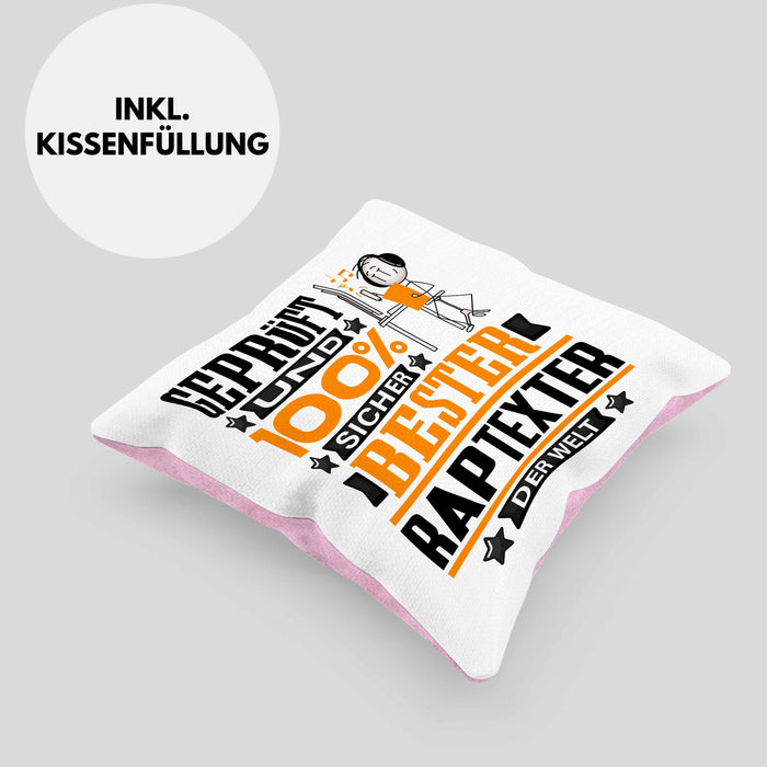 Raptexter Geschenk Lustiger Spruch für Raptexter Geschenkidee Bester Raptexter Der WeltKissen mit Füllung 40x40 (Grau) Rosa Trendation