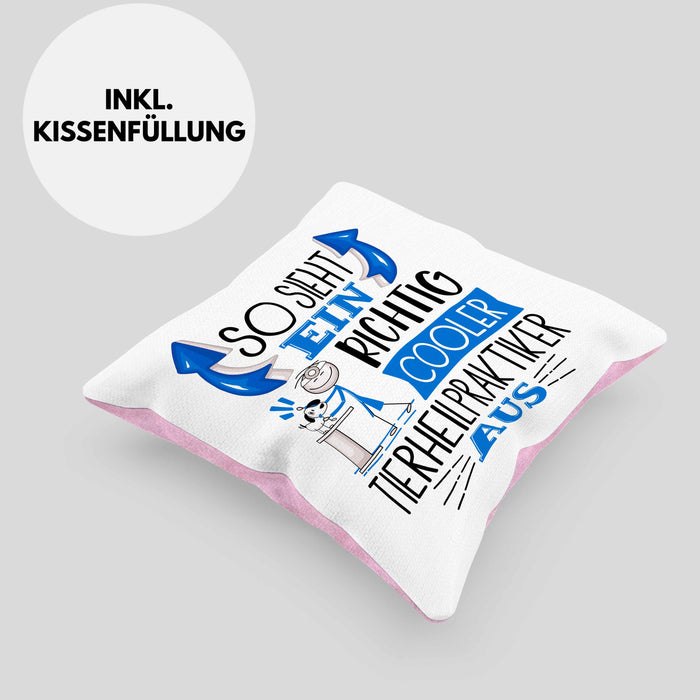 Tierheilpraktiker Kissen mit Füllung 40x40 So Sieht Ein Richtig Cooler Tierheilpraktiker Aus Geschenk Lustiger Spruch Geschenkidee (Grau) Rosa Trendation