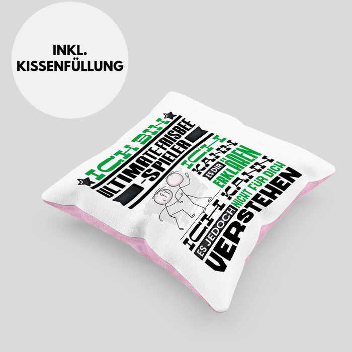 Ultimate-Frisbee-Spieler Geschenk Kaffee-Kissen mit Füllung 40x40 Geschenkidee für Ultimate-Frisbee-Spieler Ich Bin Ultimate-Frisbee-Spieler Ich Kann Es Dir Erklären Jedoch Nicht Für Dich Verstehen Spruch Lustig (Grau) Rosa Trendation