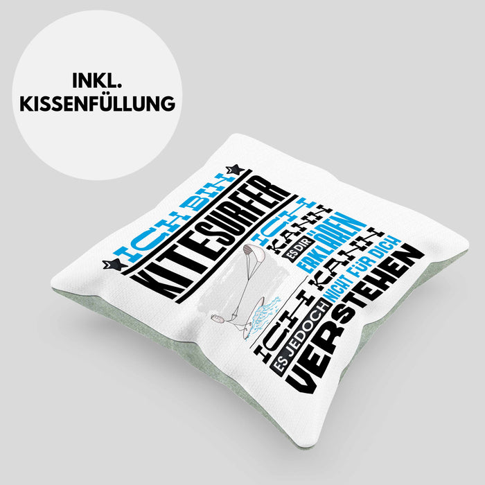 Kitesurfer Geschenk Kaffee-Kissen mit Füllung 40x40 Geschenkidee für Kitesurfer Ich Bin Kitesurfer Ich Kann Es Dir Erklären Jedoch Nicht Für Dich Verstehen Spruch Lustig (Grau) Grün Trendation