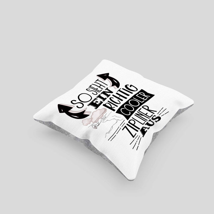 So Sieht Ein Richtig Cooler Zipliner Aus Geschenk Kissen mit Füllung 40x40 Lustiger Spruch Geschenkidee (Grau) Grau Trendation