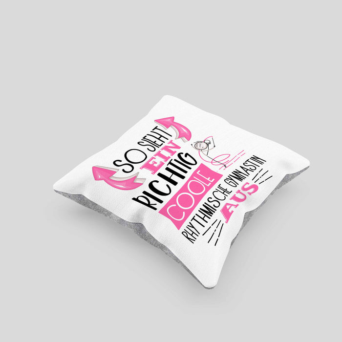 Rhythmische Gymnastin Kissen mit Füllung 40x40 Geschenk So Sieht Eine Richtig Coole Rhythmische Gymnastin Aus Geschenkidee Spruch Lustig (Grau) Grau Trendation