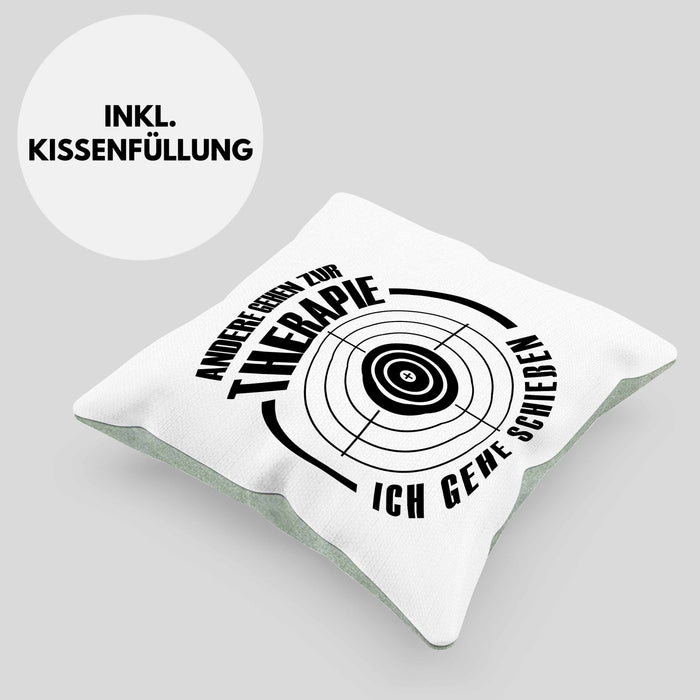 Lustige Schießen-Kissen mit Füllung 40x40 Geschenk für Schützenfest-Fans und Schießstand-Enthusiasten (Grau) Grün Trendation