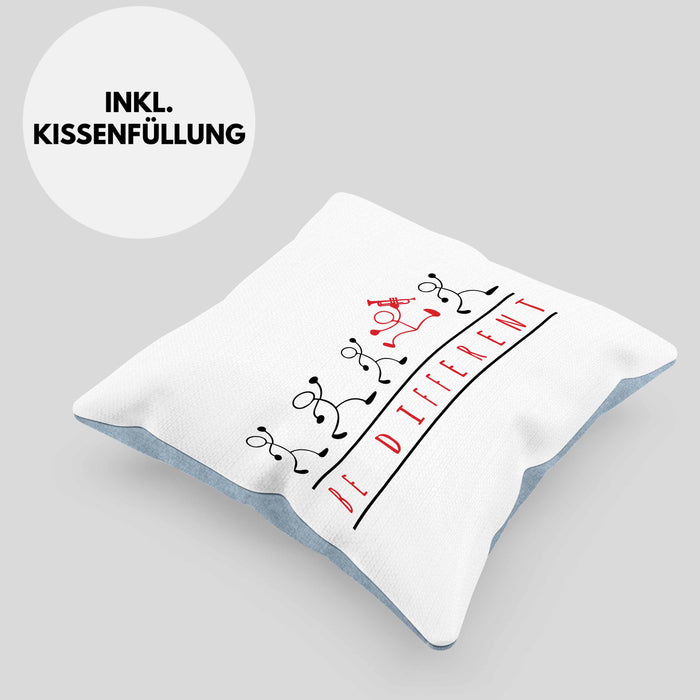 Posaunist Kissen mit Füllung 40x40 Geschenk Sei Anders Posaune Kaffee Geschenkidee Lustig (Grau) Blau Trendation