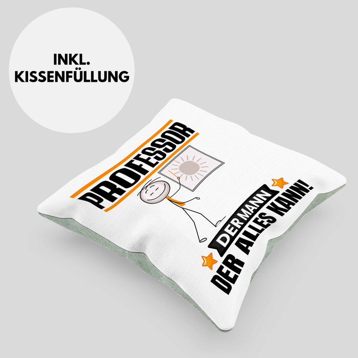 Professor Kissen mit Füllung 40x40 Geschenk für Professor Der Mann Der Alles Kann Geschenkidee zum Geburtstag (Grau) Grün Trendation