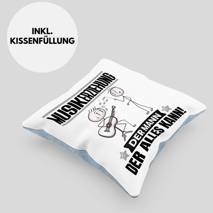 Musikerziehung Kissen mit Füllung 40x40 Geschenk für Musikerziehung Der Mann Der Alles Kann Geschenkidee zum Geburtstag (Grau) Blau Trendation