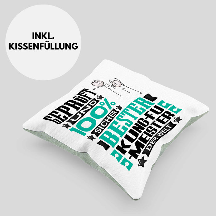 Kung-Fu-Meister Geschenk Lustiger Spruch für Kung-Fu-Meister Geschenkidee Bester Kung-Fu-Meister Der WeltKissen mit Füllung 40x40 (Grau) Grün Trendation