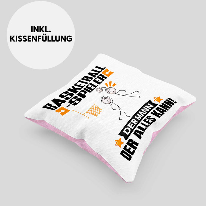 Basketballspieler Kissen mit Füllung 40x40 Geschenk für Basketballspieler Der Mann Der Alles Kann Geschenkidee zum Geburtstag (Grau) Rosa Trendation