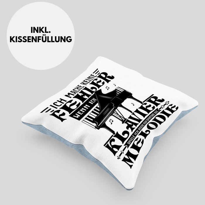 Klavier-Spieler Kissen mit Füllung 40x40 Geschenk Klavier Geschenkidee Flügel Musiker Ich Mache Keine Fehler Wenn Ich Klavier Spiele (Grau) Blau Trendation