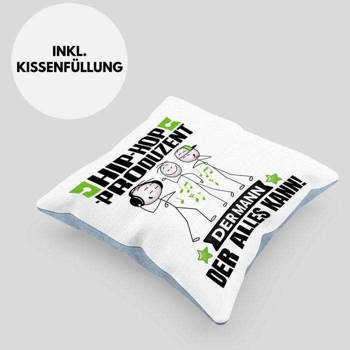 Hip-Hop-Produzent Kissen mit Füllung 40x40 Geschenk für Hip-Hop-Produzent Der Mann Der Alles Kann Geschenkidee zum Geburtstag (Grau) Blau Trendation