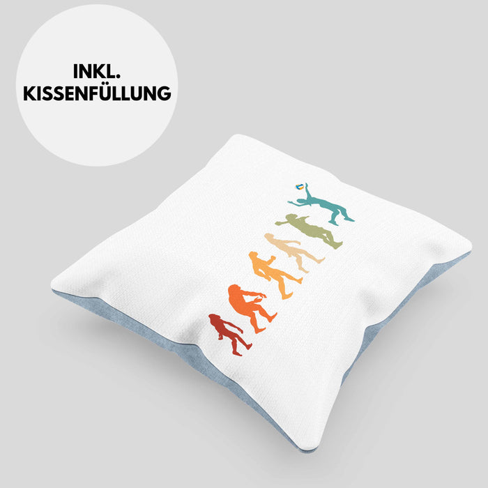 Volleyball Geschenk Kissen mit Füllung 40x40 Evolution Coach Herren Mädchen Kaffee Zubehör Volleyball-Spieler Spielerin (Grau) Blau Trendation