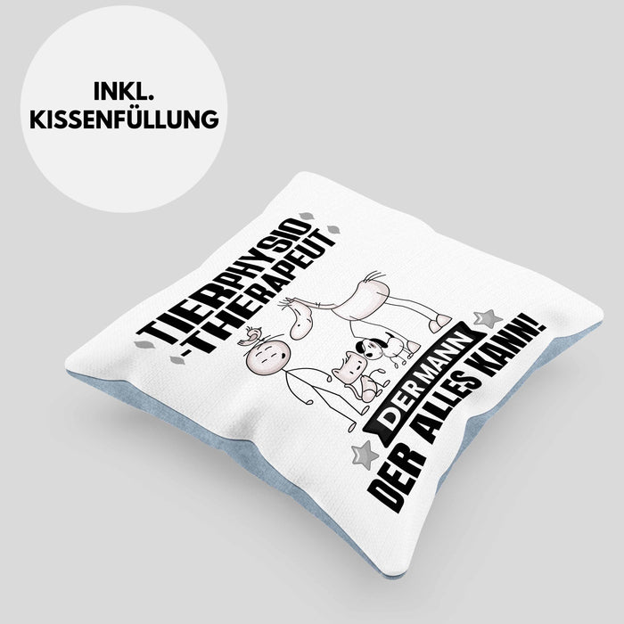 Tierphysiotherapeut Kissen mit Füllung 40x40 Geschenk für Tierphysiotherapeut Der Mann Der Alles Kann Geschenkidee zum Geburtstag (Grau) Blau Trendation