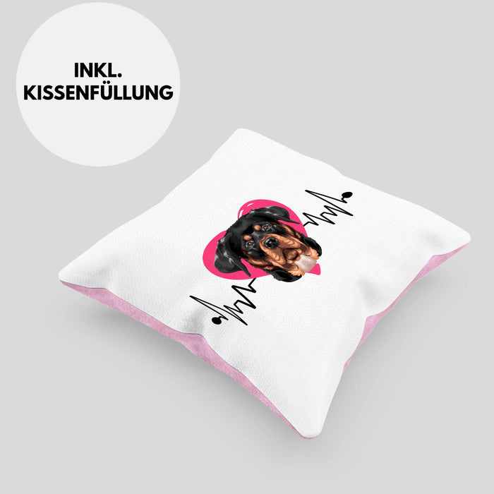 Rottweiler Besitzer Kissen mit Füllung 40x40 Geschenk Lustiger Spruch Geschenkidee Herzschlag Rottweiler (Grau) Rosa Trendation
