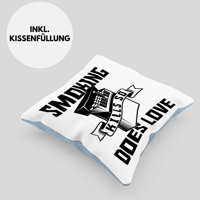 Smoking Kills So Does Love Kissen mit Füllung 40x40 Geschenk (Grau) Blau Trendation