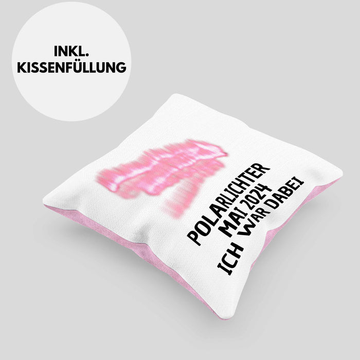 Polarlichter 2024 Kissen mit Füllung 40x40 Geschenk Ich War Dabei Polar-Lichter Polarlicht Heute Nochmal Polarlichter Kaffee-Kissen mit Füllung 40x40 (Grau) Rosa Trendation