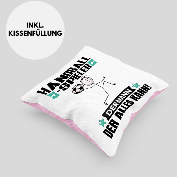 Handballspieler Kissen mit Füllung 40x40 Geschenk für Handballspieler Der Mann Der Alles Kann Geschenkidee zum Geburtstag (Grau) Rosa Trendation