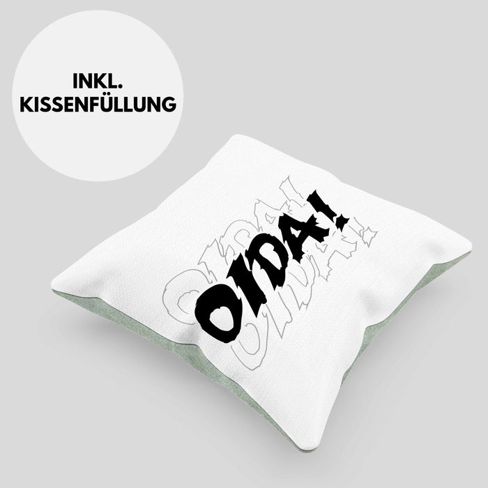 Oida Kissen mit Füllung 40x40 Geschenk Bayern Bayrisch Dialekt (Grau) Grün Trendation