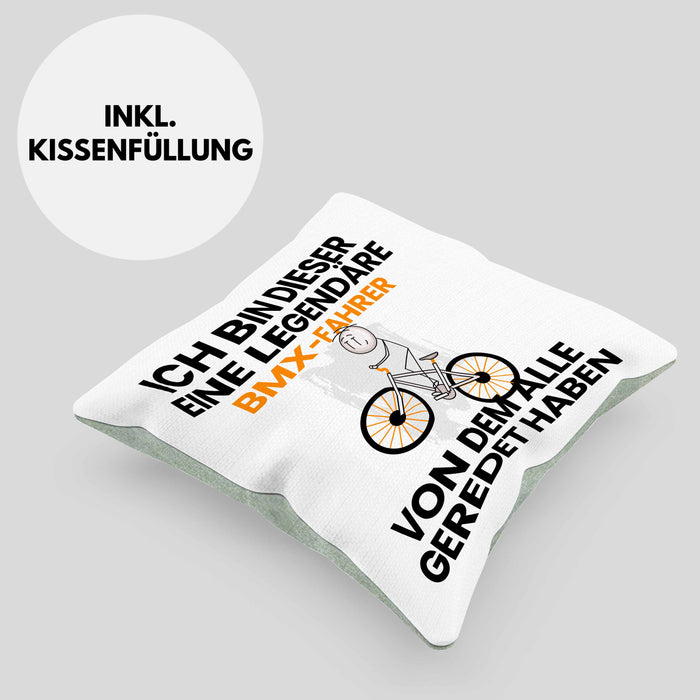 BMX-Fahrer Geschenk Kissen mit Füllung 40x40 Lustige Geschenkidee Geburtstag für BMX-Fahrer Ich Bin Dieser Legendäre BMX-Fahrer Von Dem Alle Geredet Haben (Grau) Grün Trendation